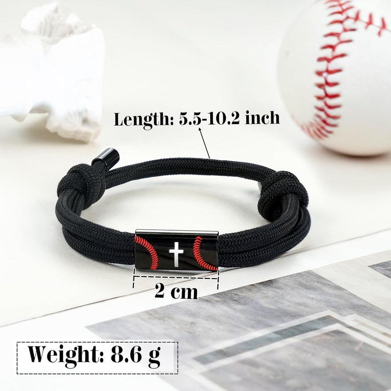 PEALICIOUS Mens Cross Bracelet as Boys Valentine Gifts, Soccer Baseball Joshua 1 9 Cross Bracelet Basketball Philippians 4:13 Accessories as Christian Valentines for Sons Baptism Confirmation - Image 5